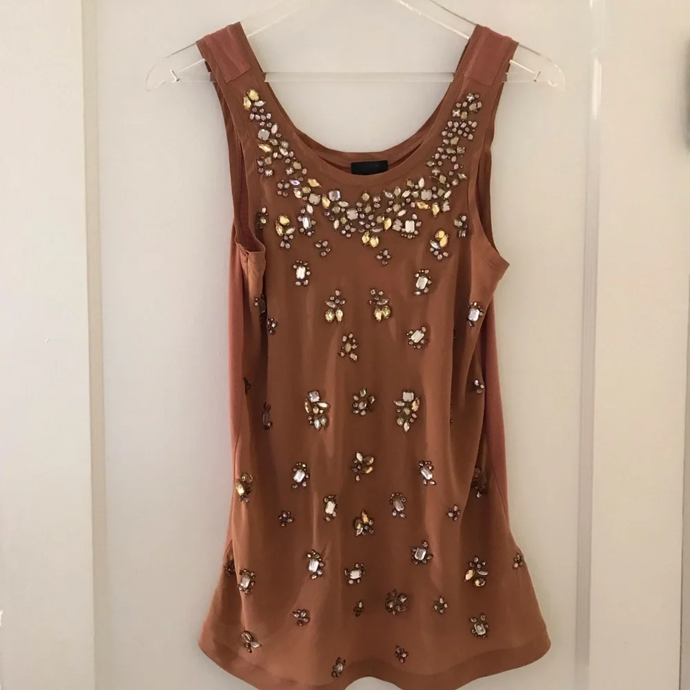 J. Crew Collection Silk & Beaded Tank